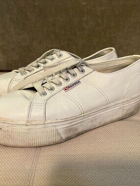 Superga 2790 White Leather Platform Sneaker size 40 US 9